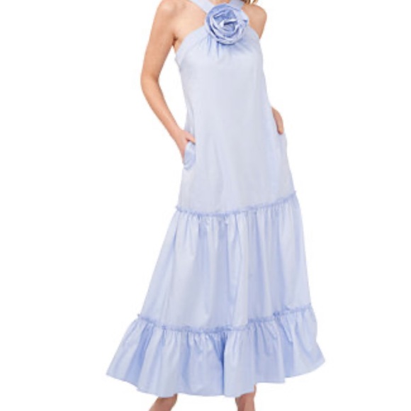 Elegant Blue Halter Maxi Dress - Picture 1 of 5